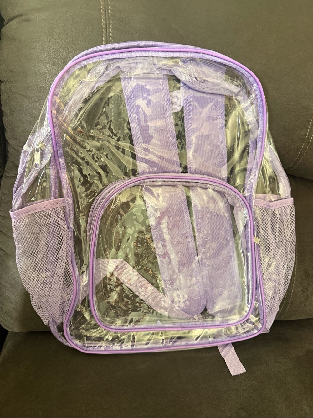 Clear Purple PVC Backpack - Transparent School & Travel Bag